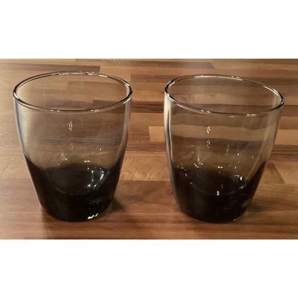 Set of 2 Vintage Libbey Smoke Gray 14 oz Glass Tumblers Weighted Bottom 4” - Picture 5 of 11